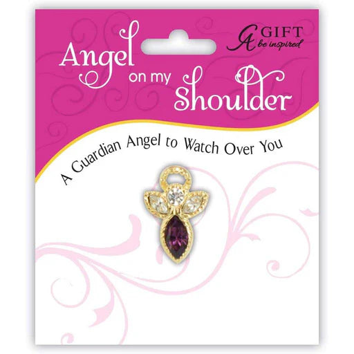 Angel on My Shoulder Birthstone Pin