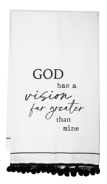 Black & White God Inspirational Text Tea Towel