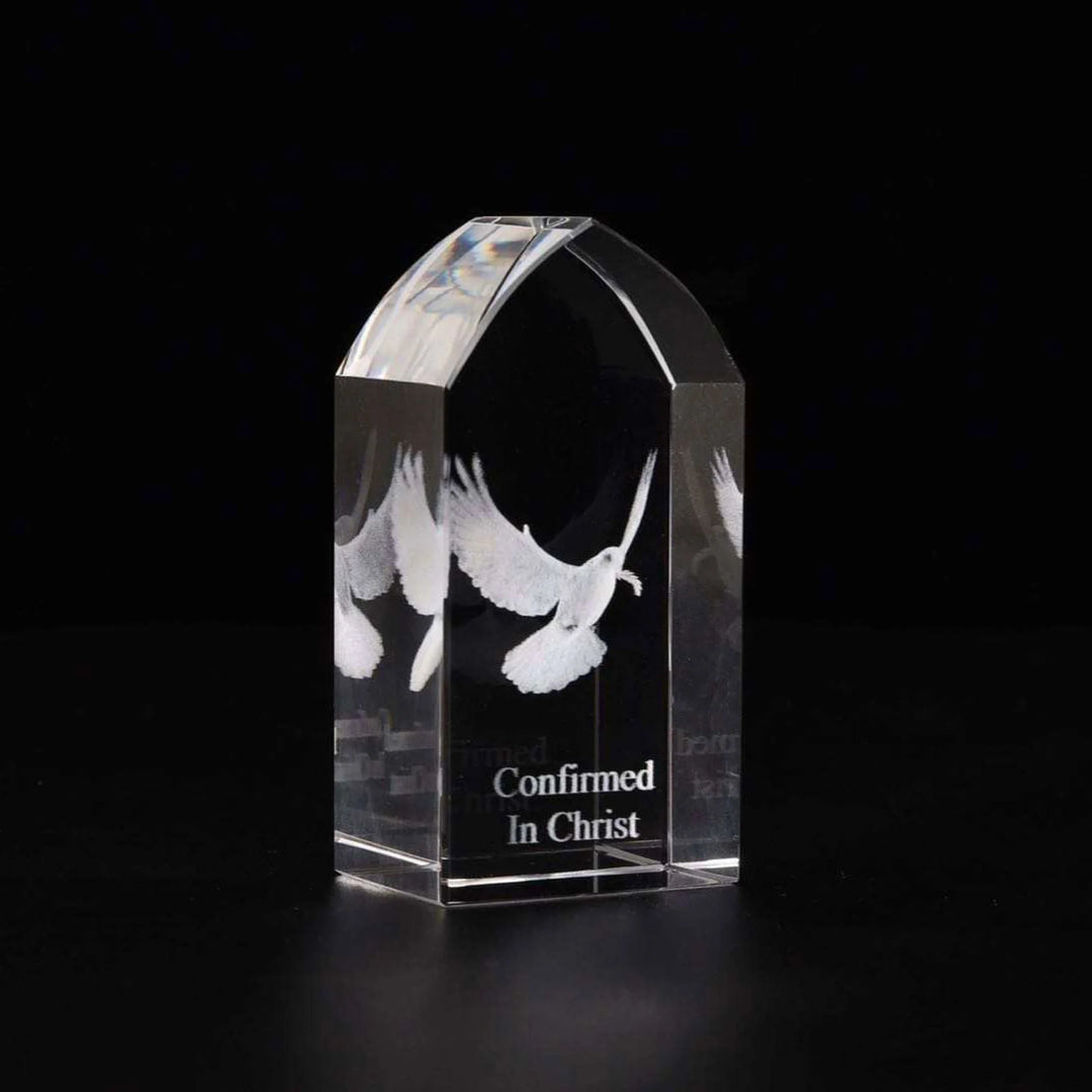 Confirmed in Christ Etched Dove Glass