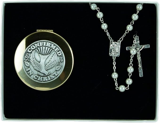 Confirmation Rosary Gift Set - White
