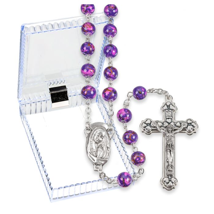 Amethyst Mosaic Glass Bead Rosary