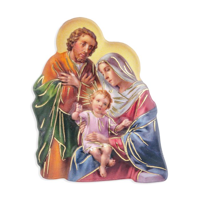 3" Magnetic Resin Statuette of the Holy Family with Gold Highlights