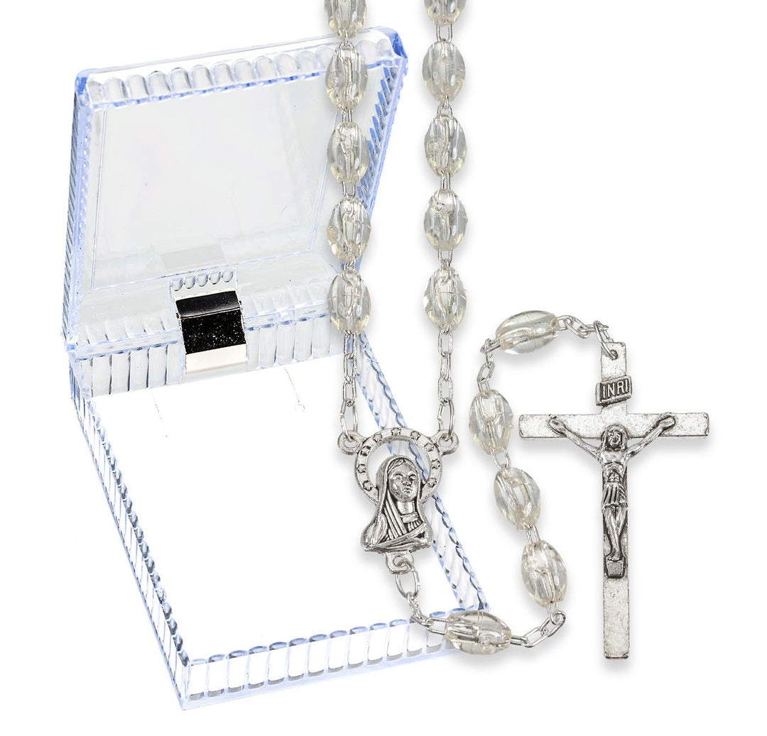 Oval Crystal Plastic Bead Rosary