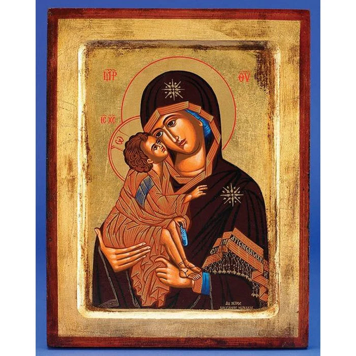 Hand-Painted Our Lady of Vladimir Gold Leaf Icon