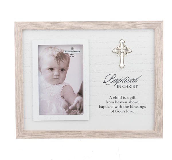 Baptized in Christ Picture Frame with Cross