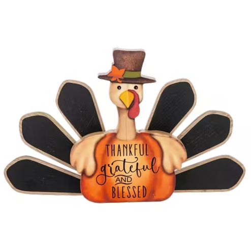 Thankful Turkey Chalkboard Decoration Figurine