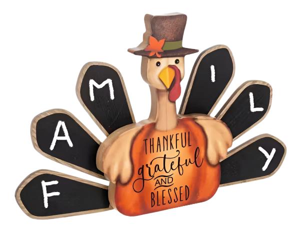 Thankful Turkey Chalkboard Decoration Figurine