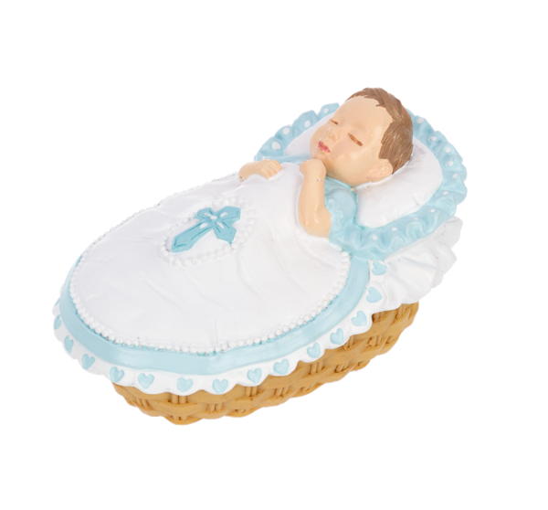 Bassinet Trinket Dish with Rosary - Blue