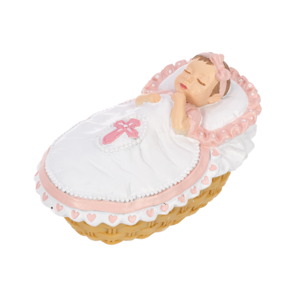 Bassinet Trinket Dish with Rosary - Pink