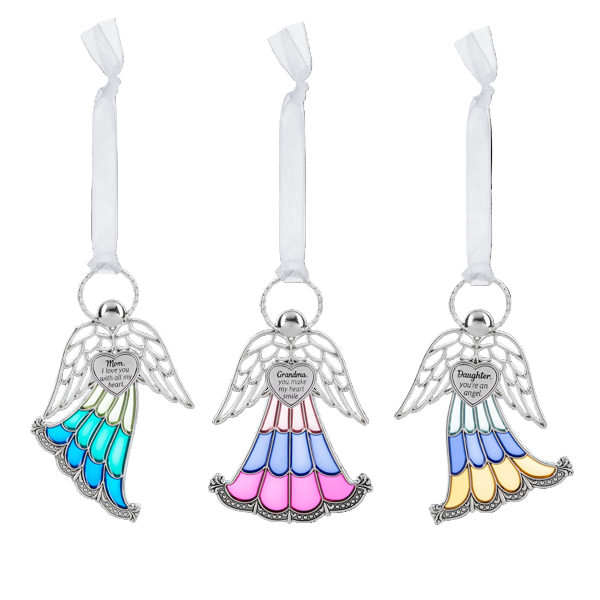 4" Stained Glass Angel Ornaments