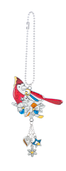 Colorful Cardinal Car Charm