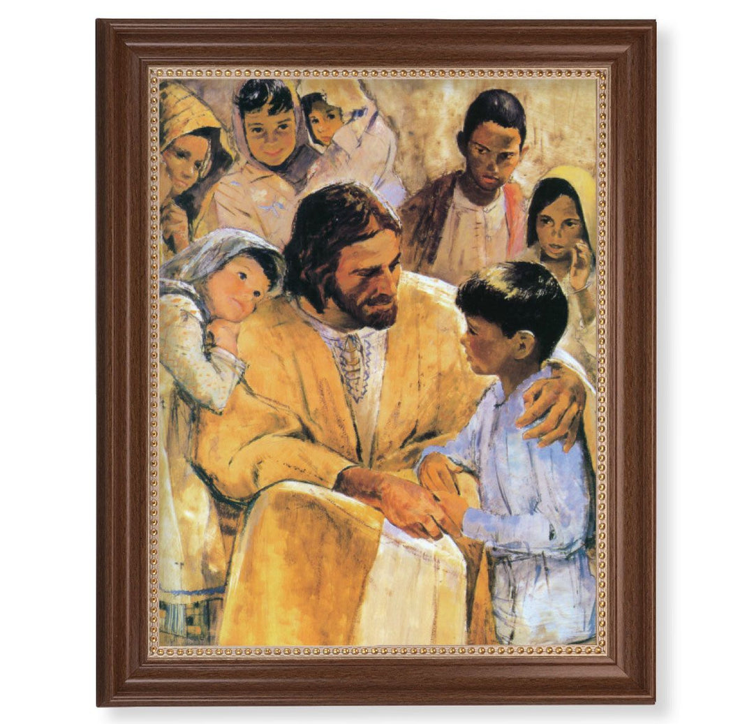 Walnut Finished Frame with Christ and the Children Textured Art