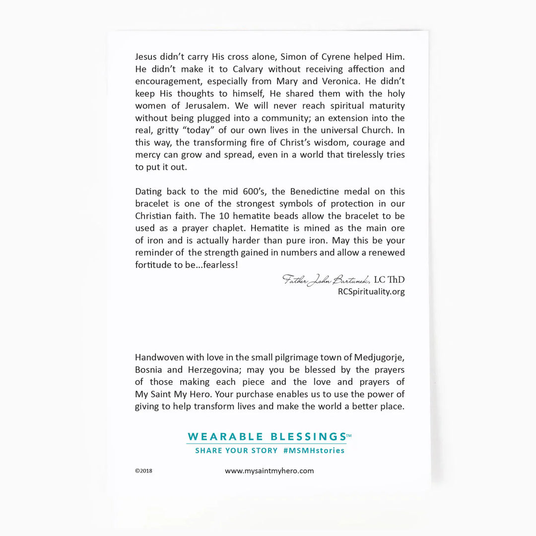 Fearless Blessing Hematite St. Benedict Bracelet