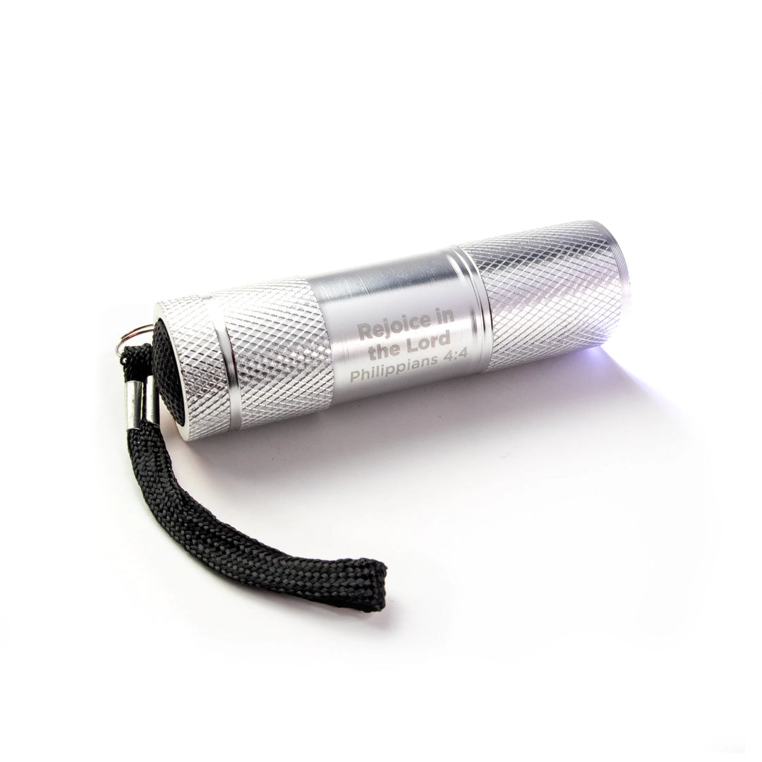 LED Silver Scripture Flashlight - Rejoice in the Lord