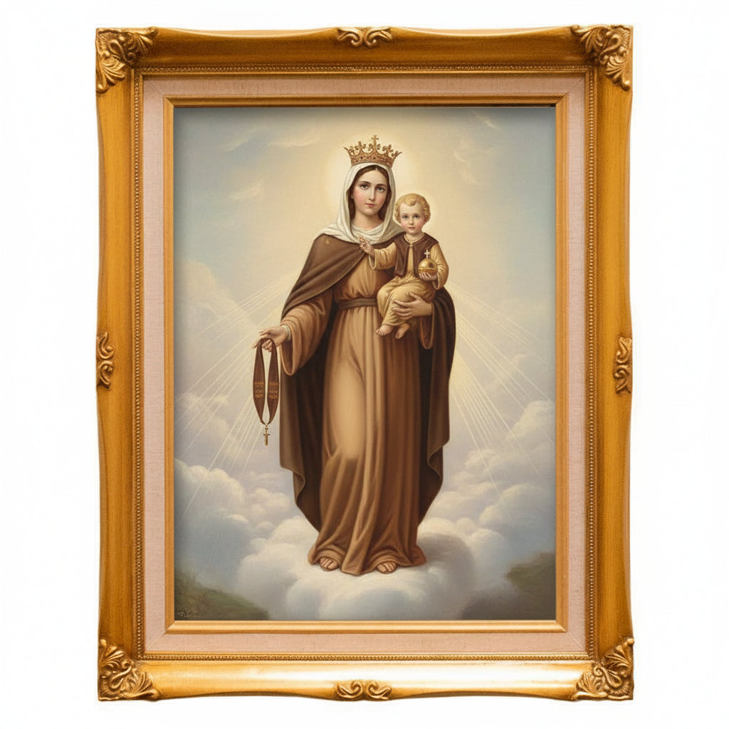 20" Our Lady of Mount Carmel All Souls Gold Framed Art Print - Large