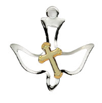 18" Two Tone Dove & Cross Necklace