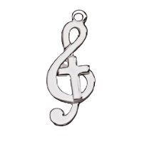 18" Sterling Silver Treble Clef Cross Pendant