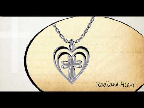 18" Radiant Heart with Cross Sterling Silver Necklace