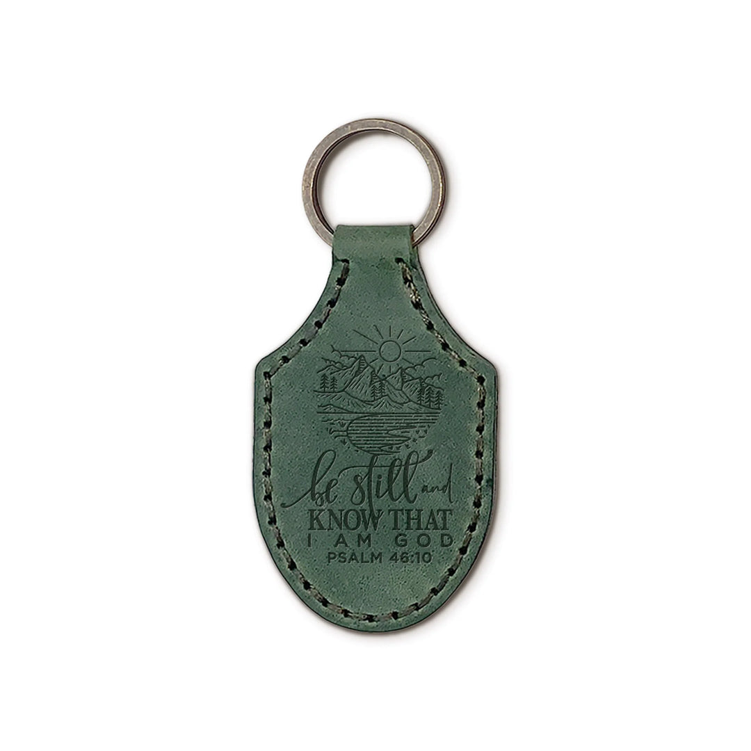 Be Still & Know Debossed Genuine Leather Keychain