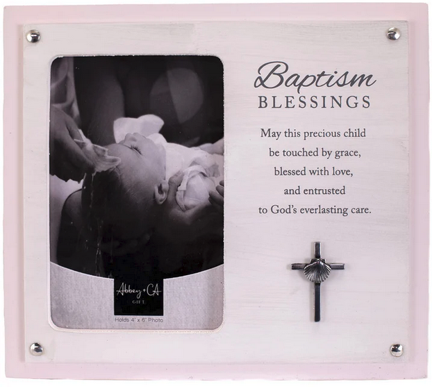 Baptism Blessings Pink Frame