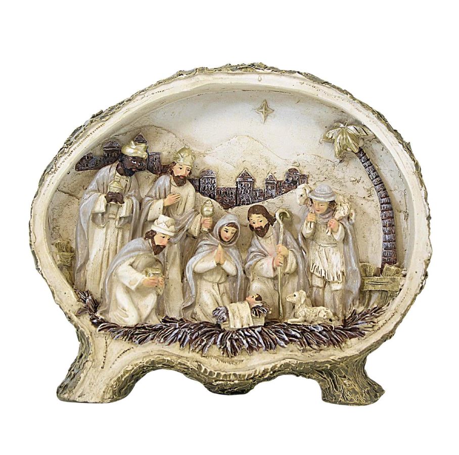 Nativity Log Scene Figurine