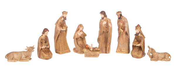 Wood Grain Nativity Set