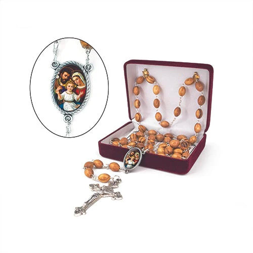 8mm Olive Wood Holy Family Rosary