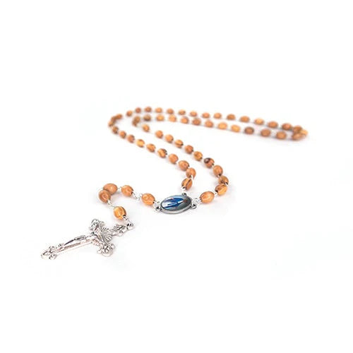 8mm Olive Wood Our Lady of Grace Rosary