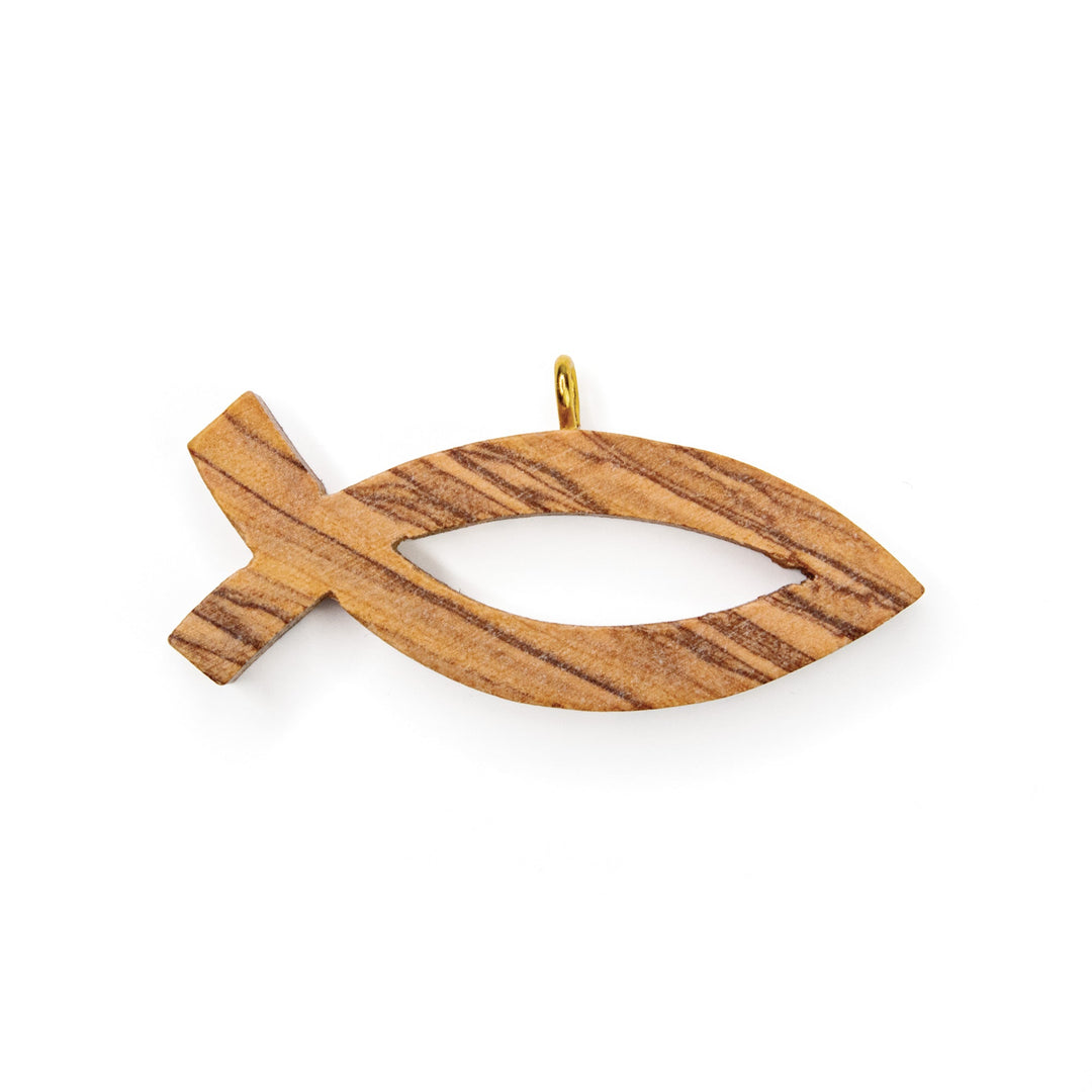 Olive Wood Fish Pendant Charm