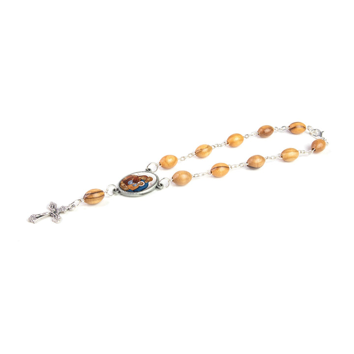 Holy Family Byzantine, Holy Land Olive Wood Pocket Auto Rosary