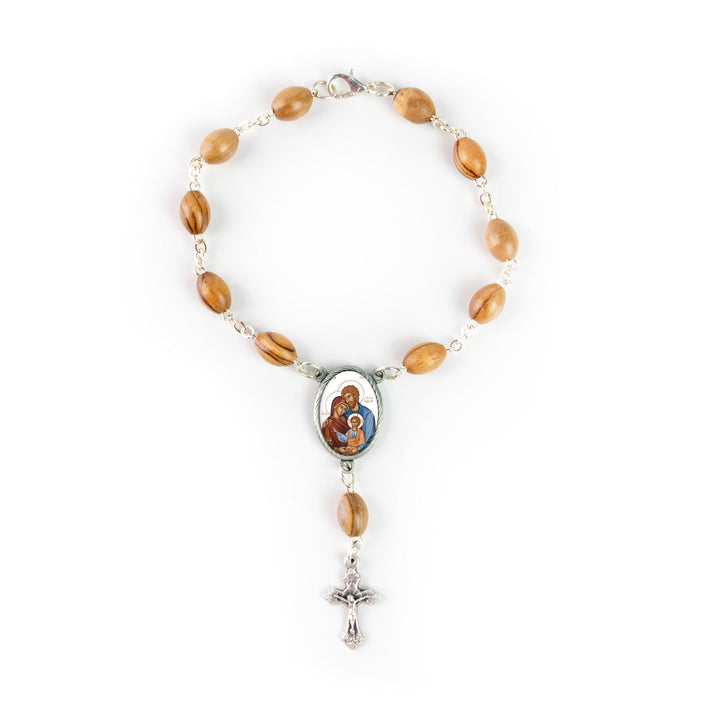 Holy Family Byzantine, Holy Land Olive Wood Pocket Auto Rosary