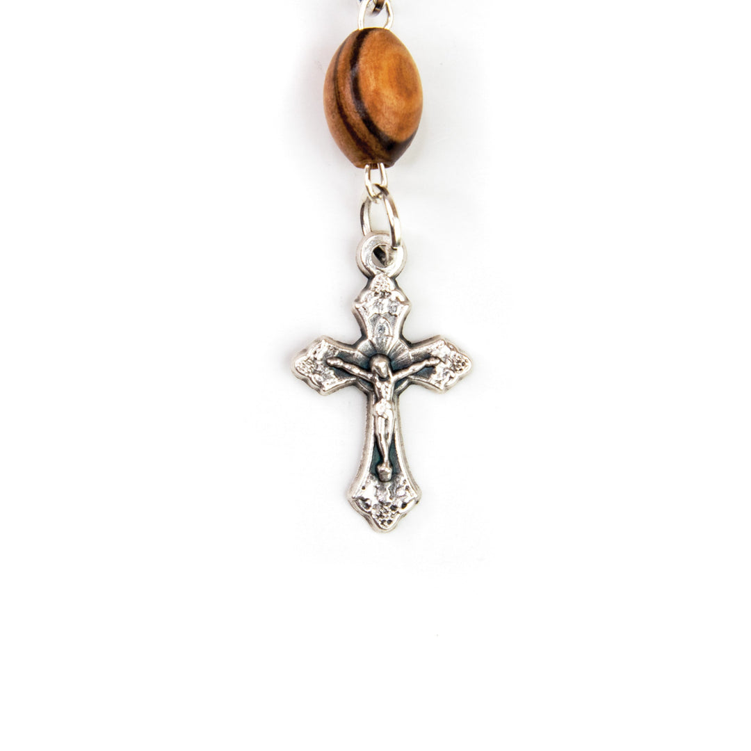 Sacred Heart of Mary (Red), Holy Land Olive Wood Pocket Auto Rosary, Made in Bethlehem