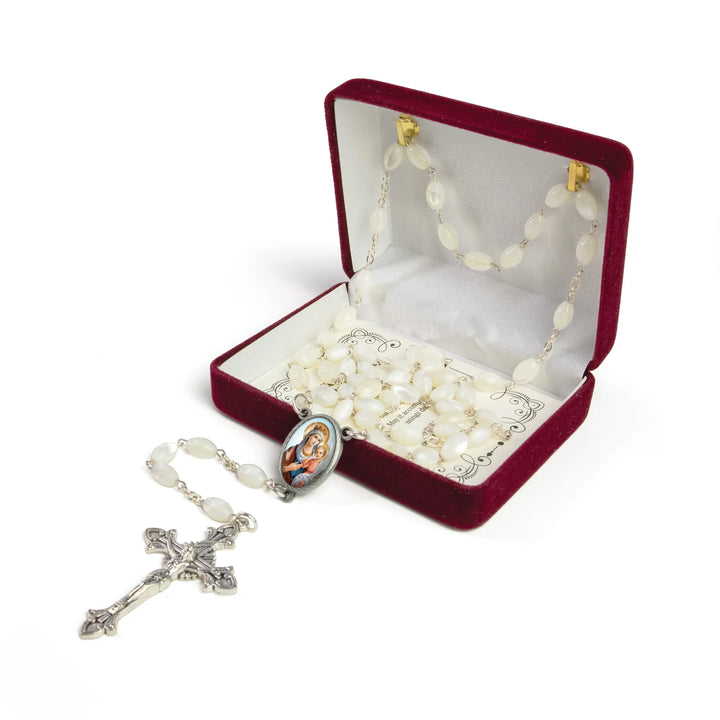 8mm Mother of Pearl Queen of Heaven Rosary