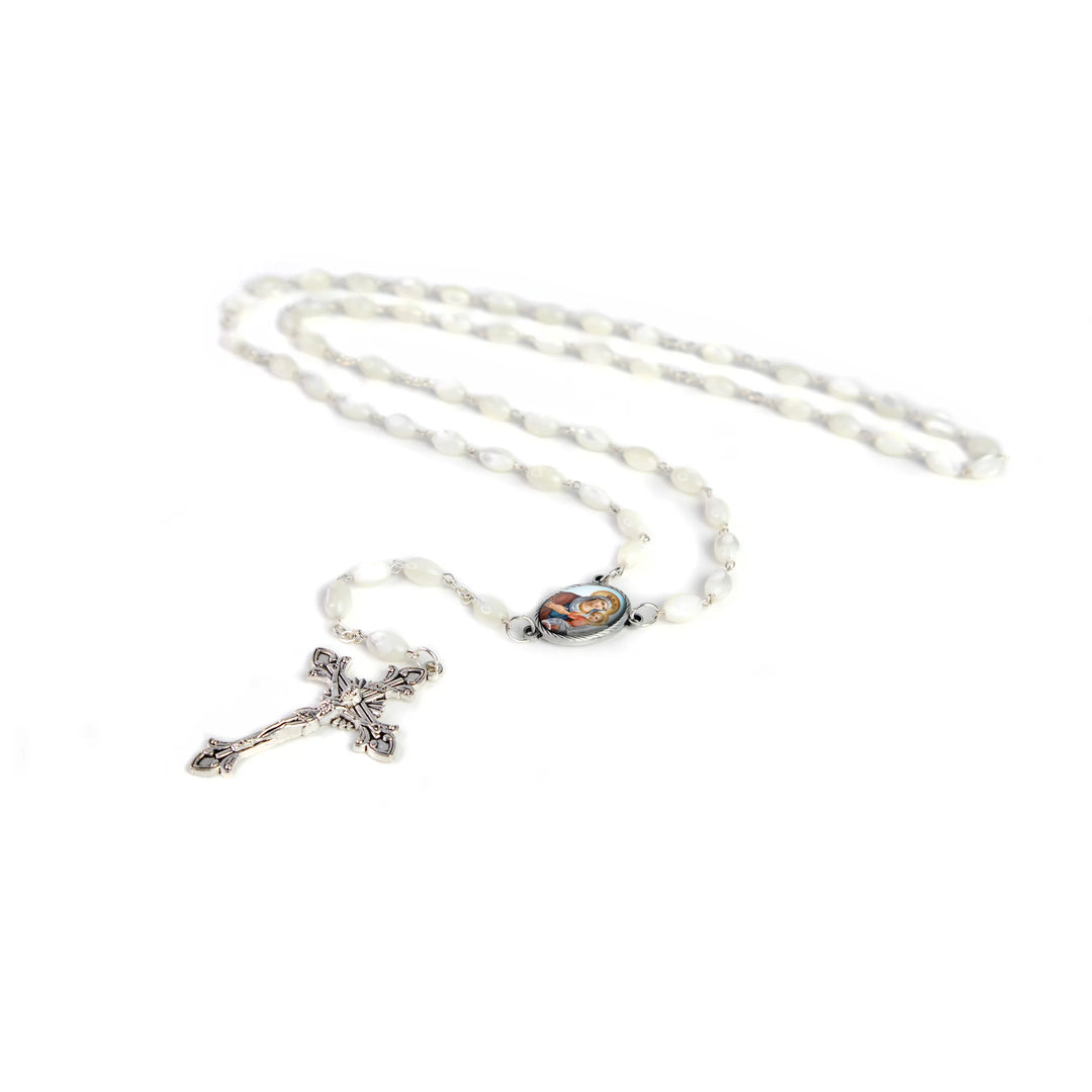 8mm Mother of Pearl Queen of Heaven Rosary