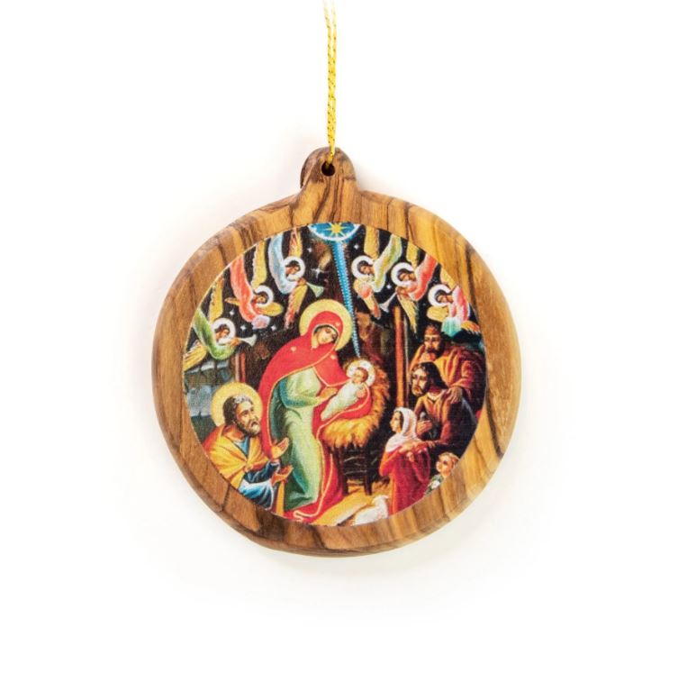 Nativity With Shepherds and Angels Icon Ornament