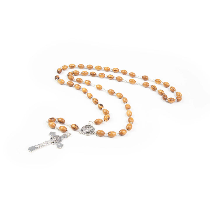 8mm x 10mm Saint Benedict Olive Wood Rosary