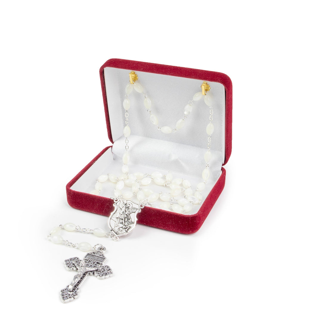 8mm Mother of Pearl St. Michael Rosary
