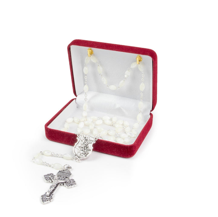 8mm Mother of Pearl St. Michael Rosary
