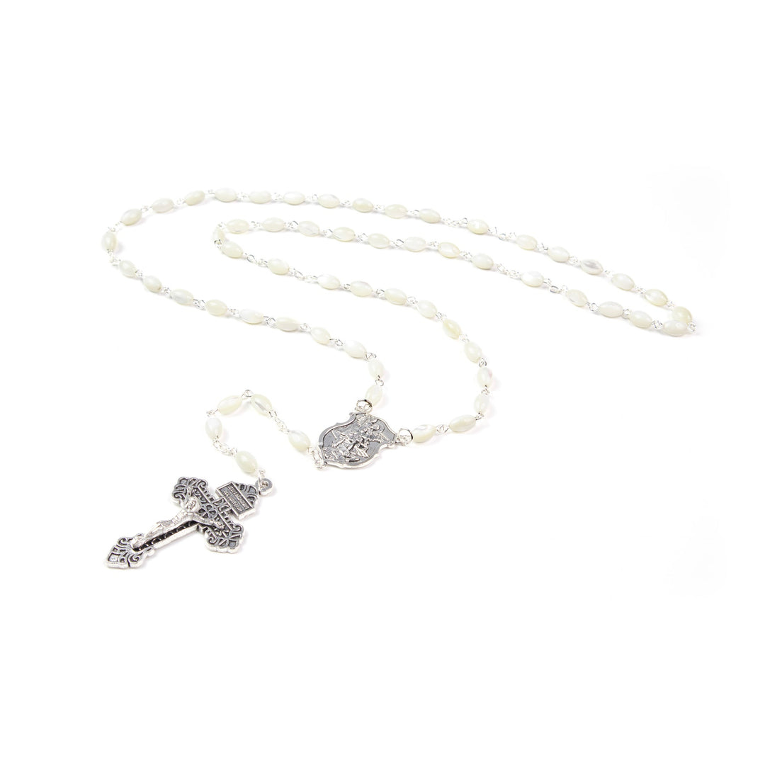 8mm Mother of Pearl St. Michael Rosary