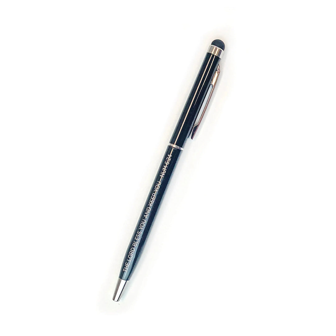 Narrow Black Scripture Stylus Pen - The Lord Bless You