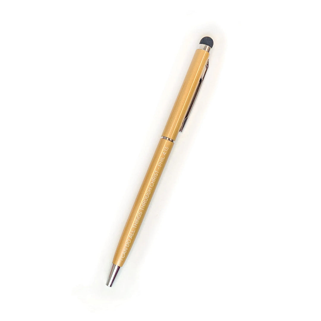 Narrow Gold Scripture Stylus Pen - I Can Do All Things