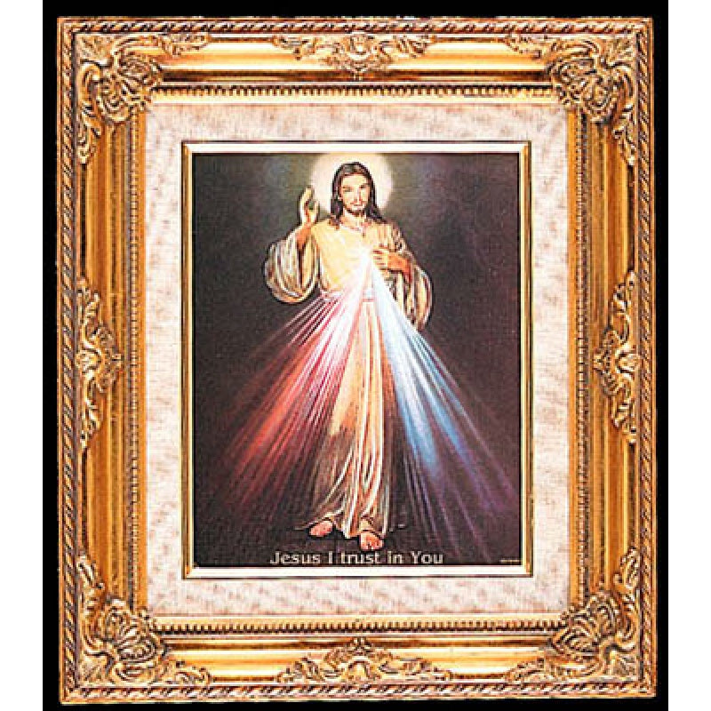 15.5" Divine Mercy Gold Framed Art Print (English)