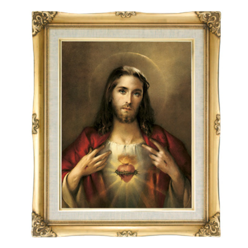 20" Sacred Heart of Jesus Gold Framed Art