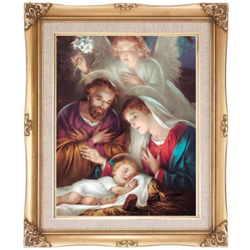 Holy Family at the Manger Gold Framed Art Print - Large