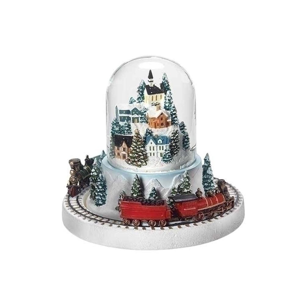 6.5" Musical Village Snow Globe with Moving Train