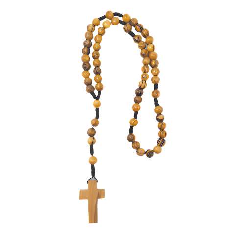 8mm Olive Wood Robe Rosary with Dangling Cross Pendant