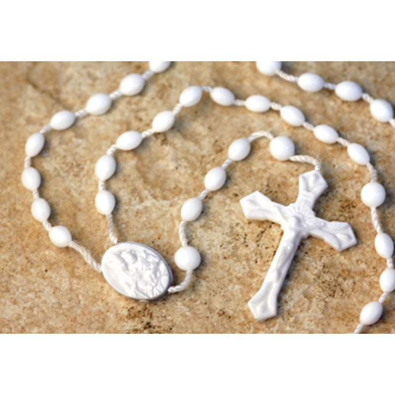 5mm White Plastic Rosary