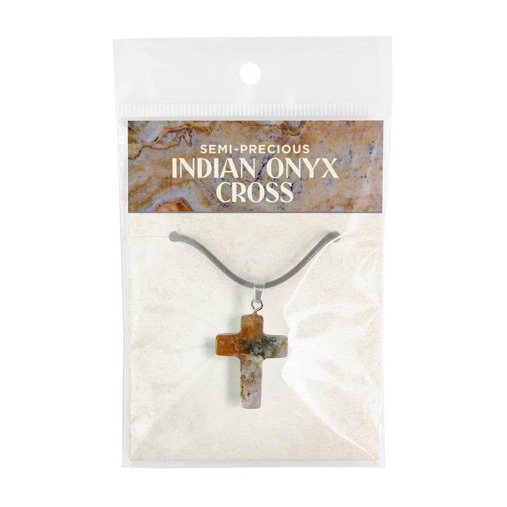 Stone Cross Pendant - Indian Onyx