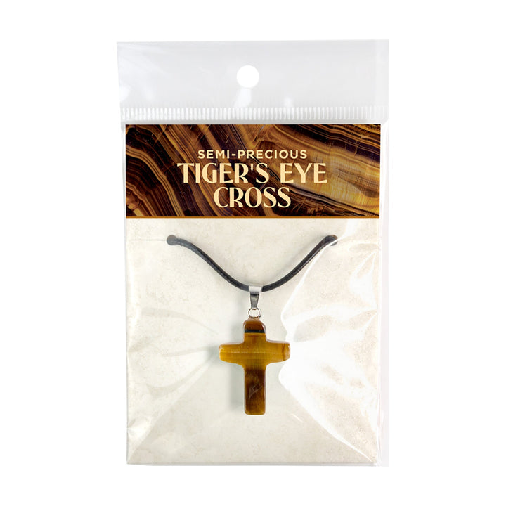Stone Cross Pendant - Tiger's Eye
