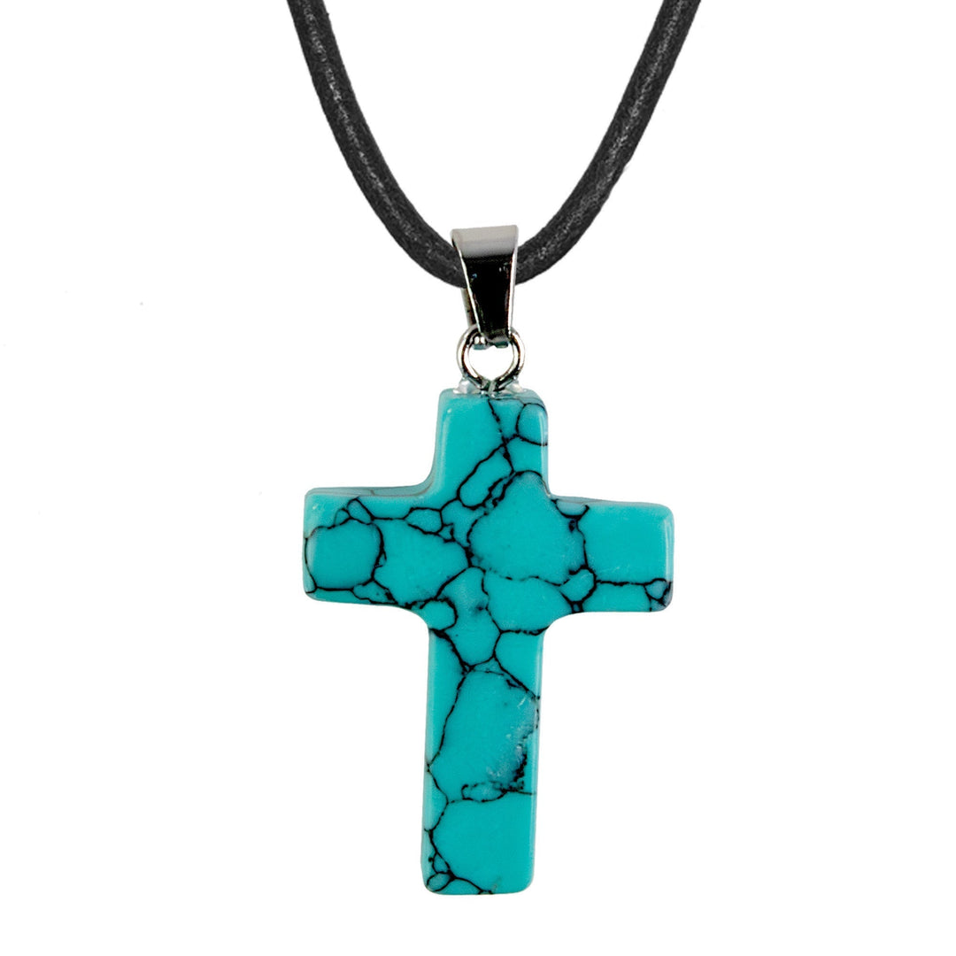 Stone Cross Pendant - Turquoise